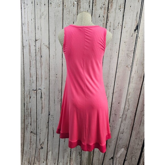 LM Women's M D. Exterior Italy Bright Pink Trapeze Shift Dress Sleeveless Summer - Picture 3 of 8